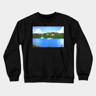 Sailing boats on a tropical island Crewneck Sweatshirt